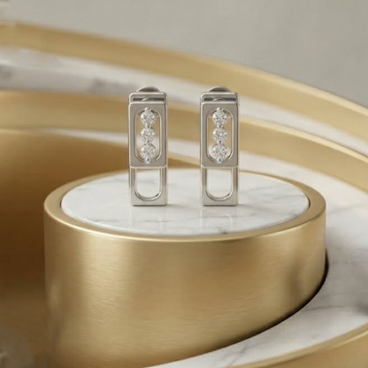 Column Platinum Plated Lab Grown Diamond Earrings