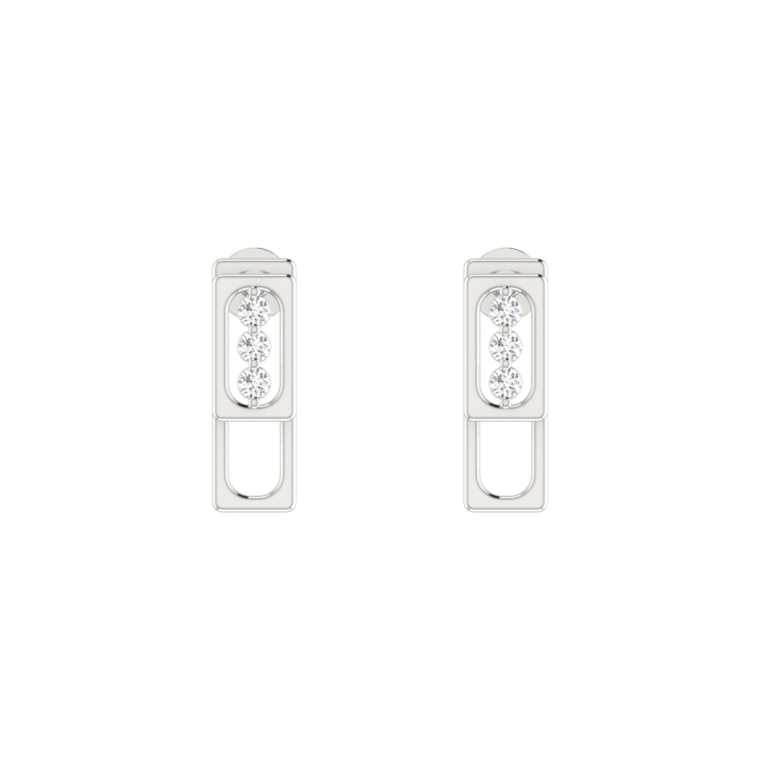 Column Platinum Plated Lab Grown Diamond Earrings