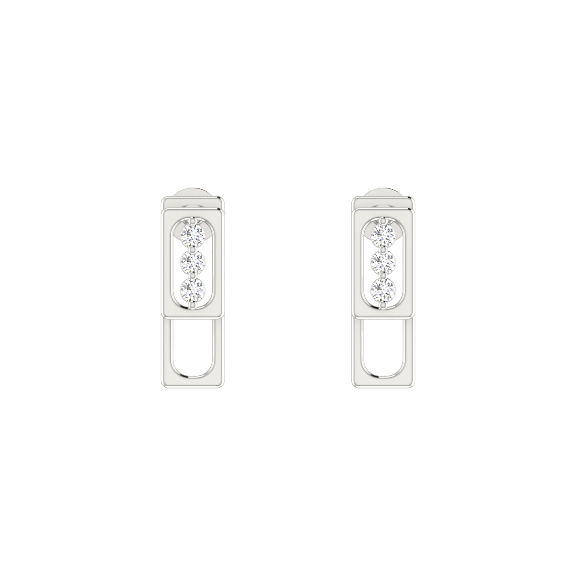 Column Platinum Plated Lab Grown Diamond Earrings