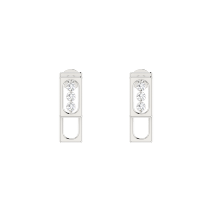 Column Platinum Plated Lab Grown Diamond Earrings