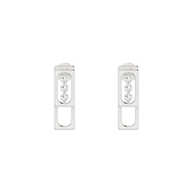 Column Platinum Plated Lab Grown Diamond Earrings