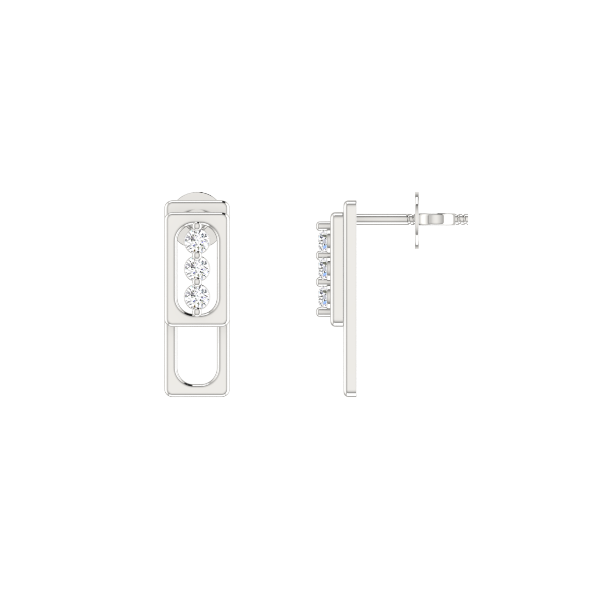 Column Platinum Plated Lab Grown Diamond Earrings