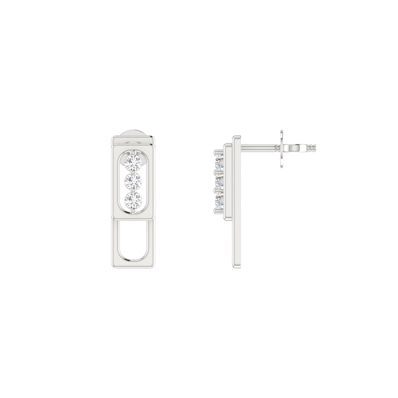 Column Platinum Plated Lab Grown Diamond Earrings