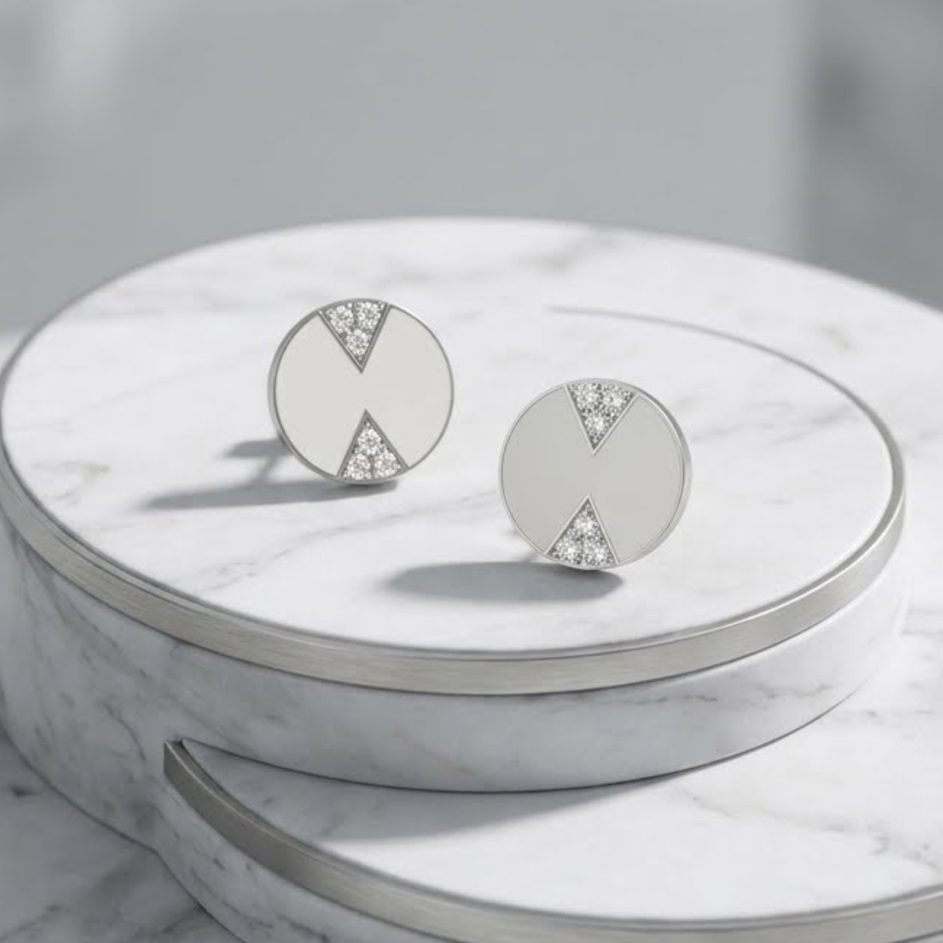 Slash Orbit Platinum Plated Lab Grown Diamond Earrings