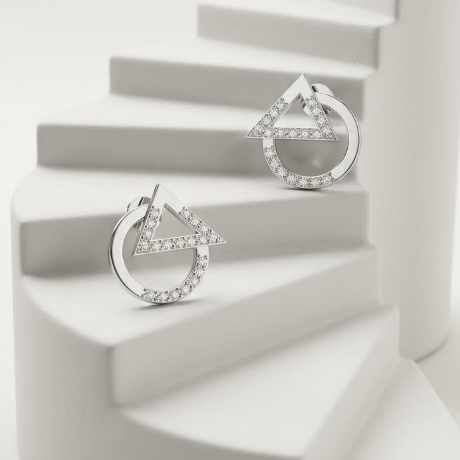 Acute Frame Platinum Plated Lab Grown Diamond Earrings