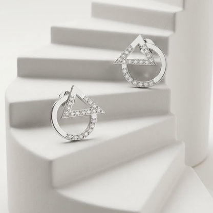 Acute Frame Platinum Plated Lab Grown Diamond Earrings