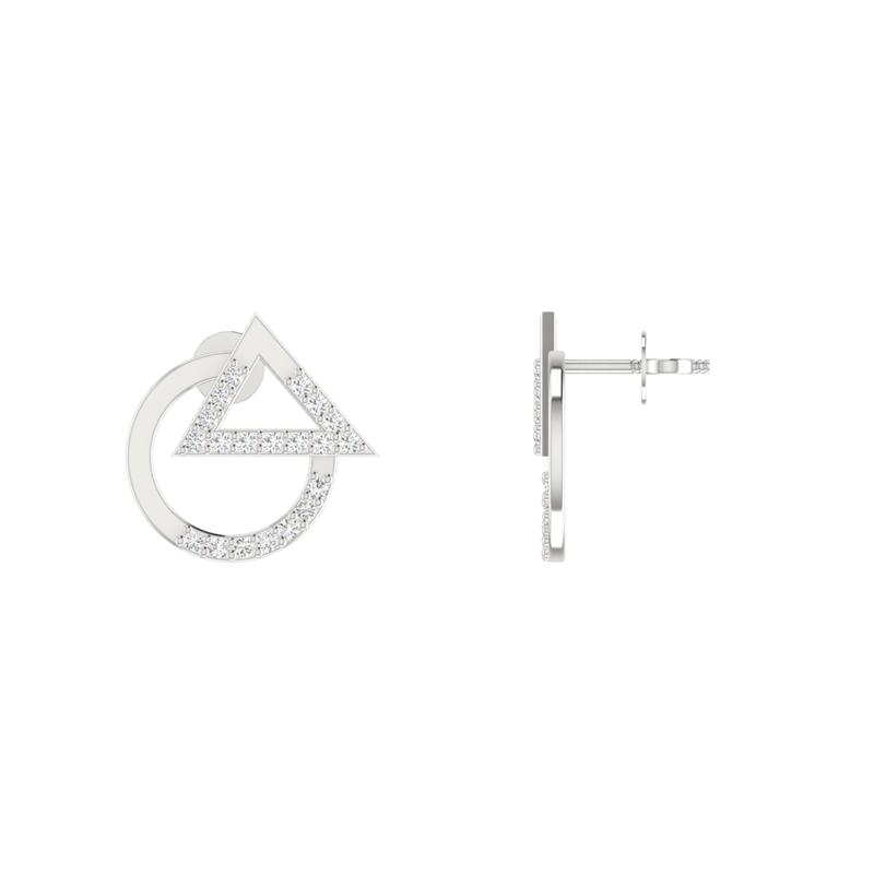Acute Frame Platinum Plated Lab Grown Diamond Earrings