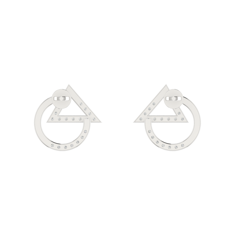 Acute Frame Platinum Plated Lab Grown Diamond Earrings