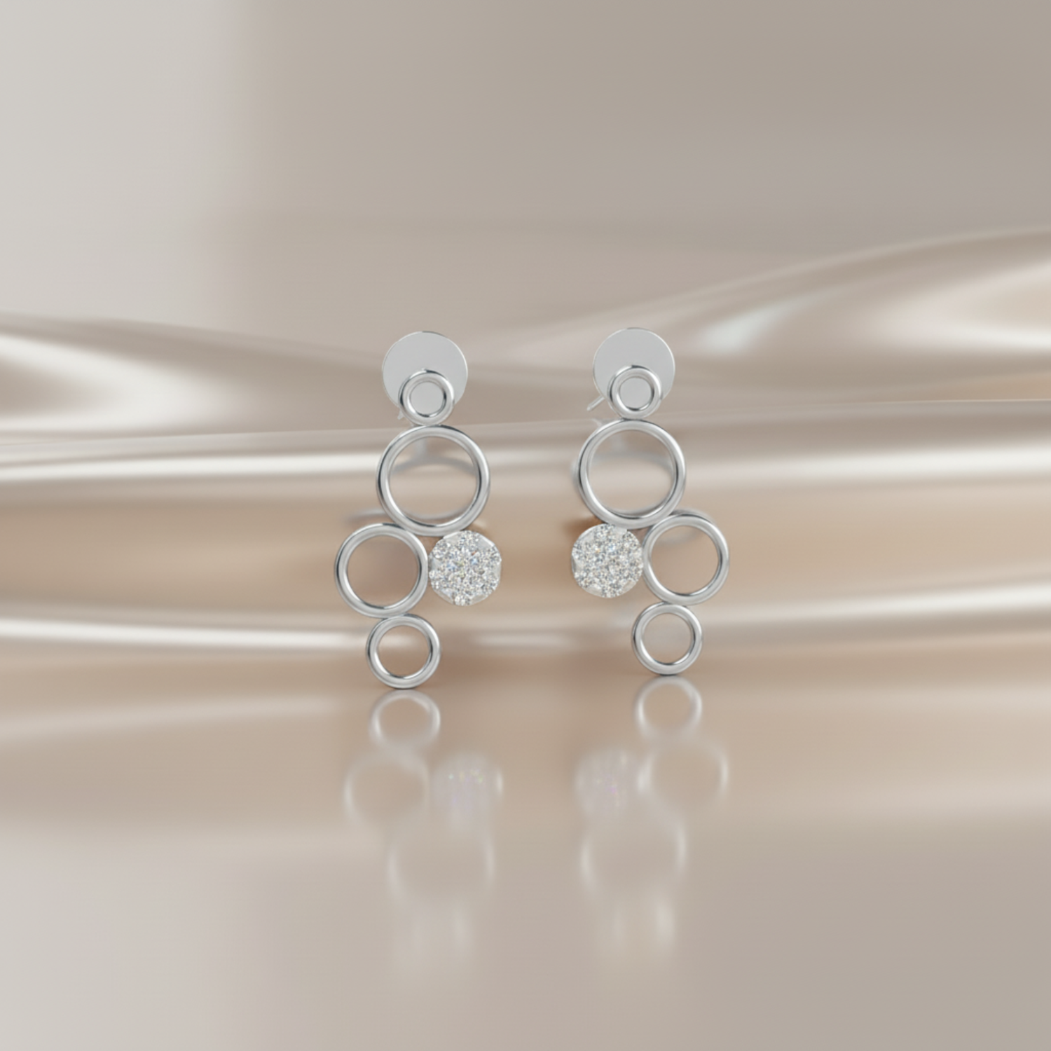 Swing Hoop Platinum Plated Lab Grown Diamond Earrings