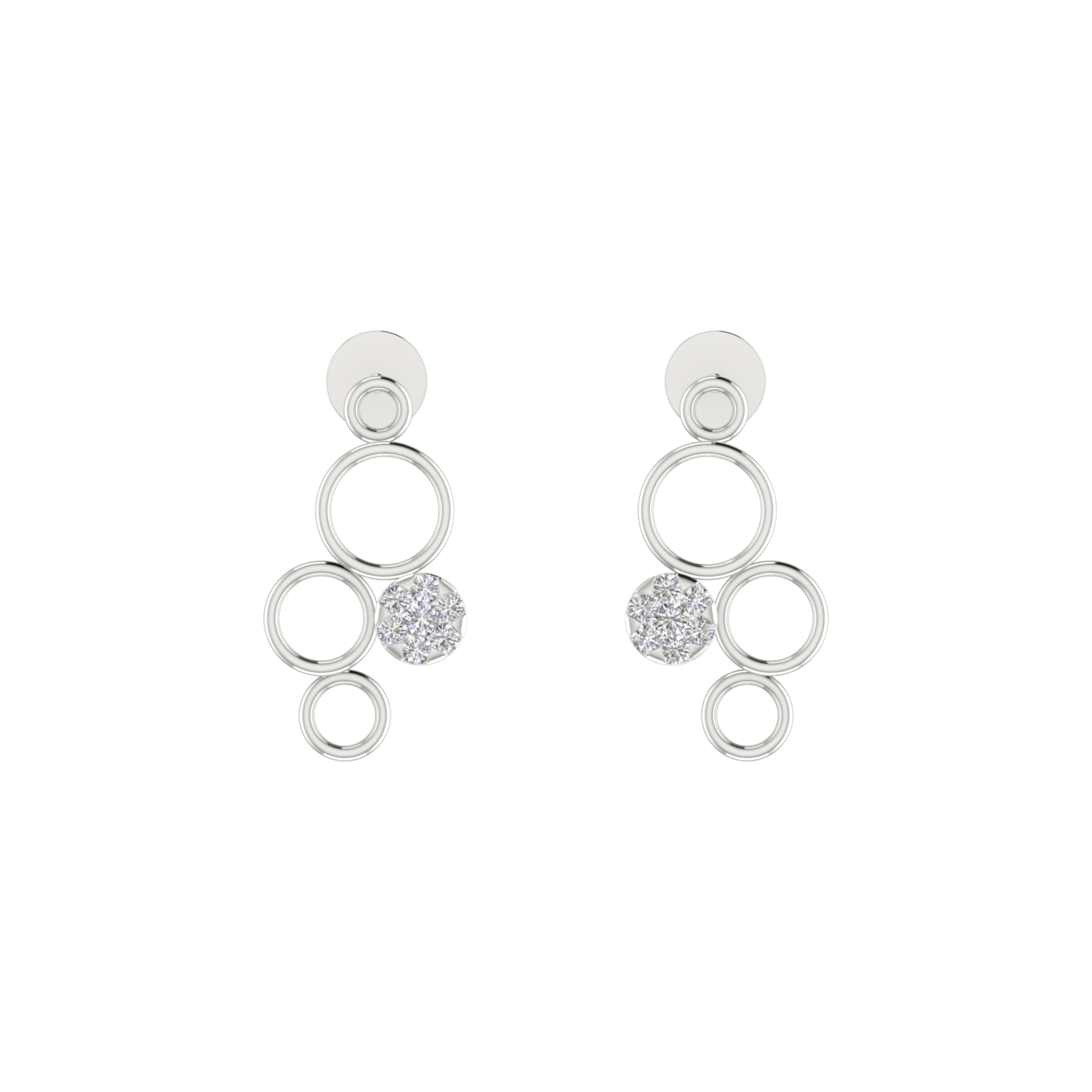 Swing Hoop Platinum Plated Lab Grown Diamond Earrings