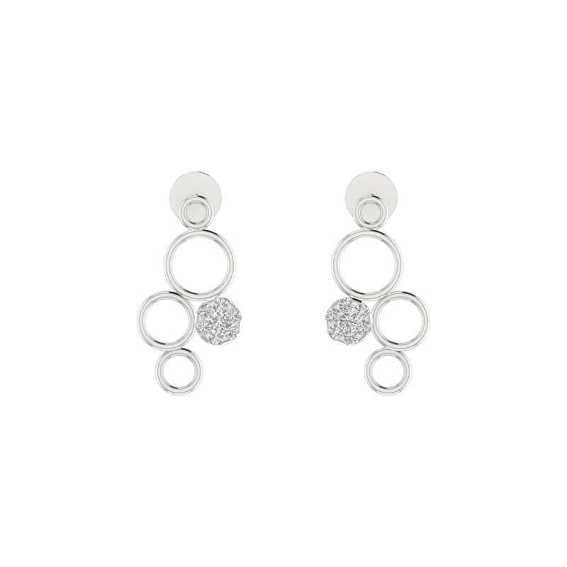 Swing Hoop Platinum Plated Lab Grown Diamond Earrings