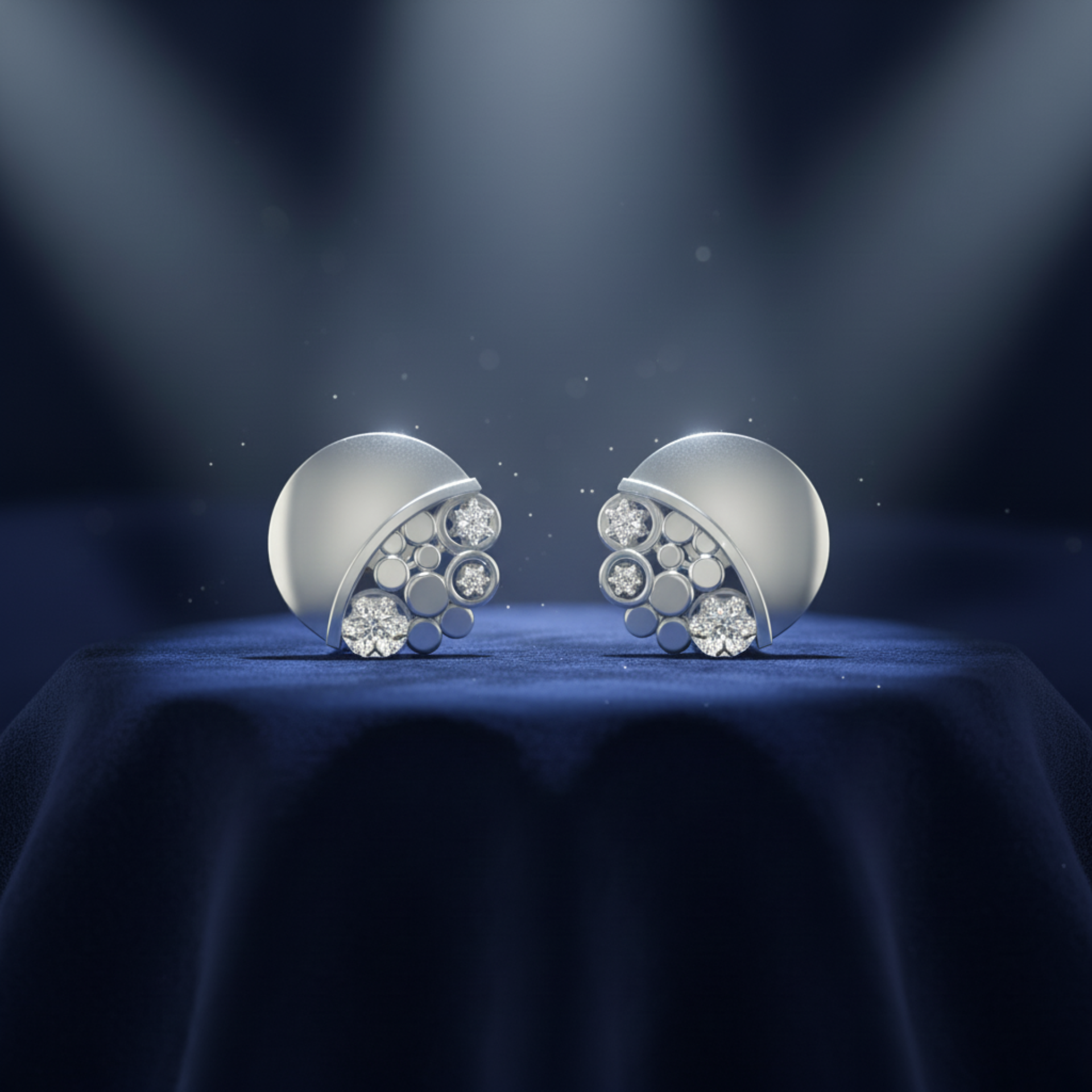 Crescent Pod Platinum Plated Lab Grown Diamond Earrings