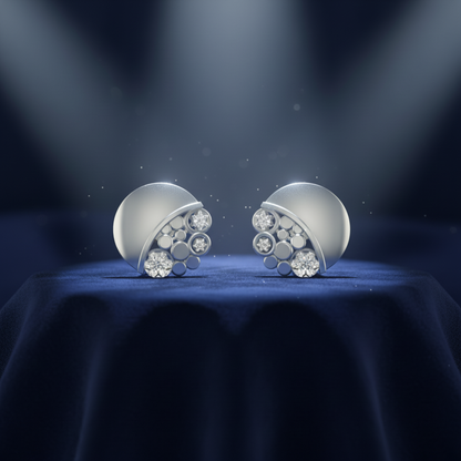 Crescent Pod Platinum Plated Lab Grown Diamond Earrings