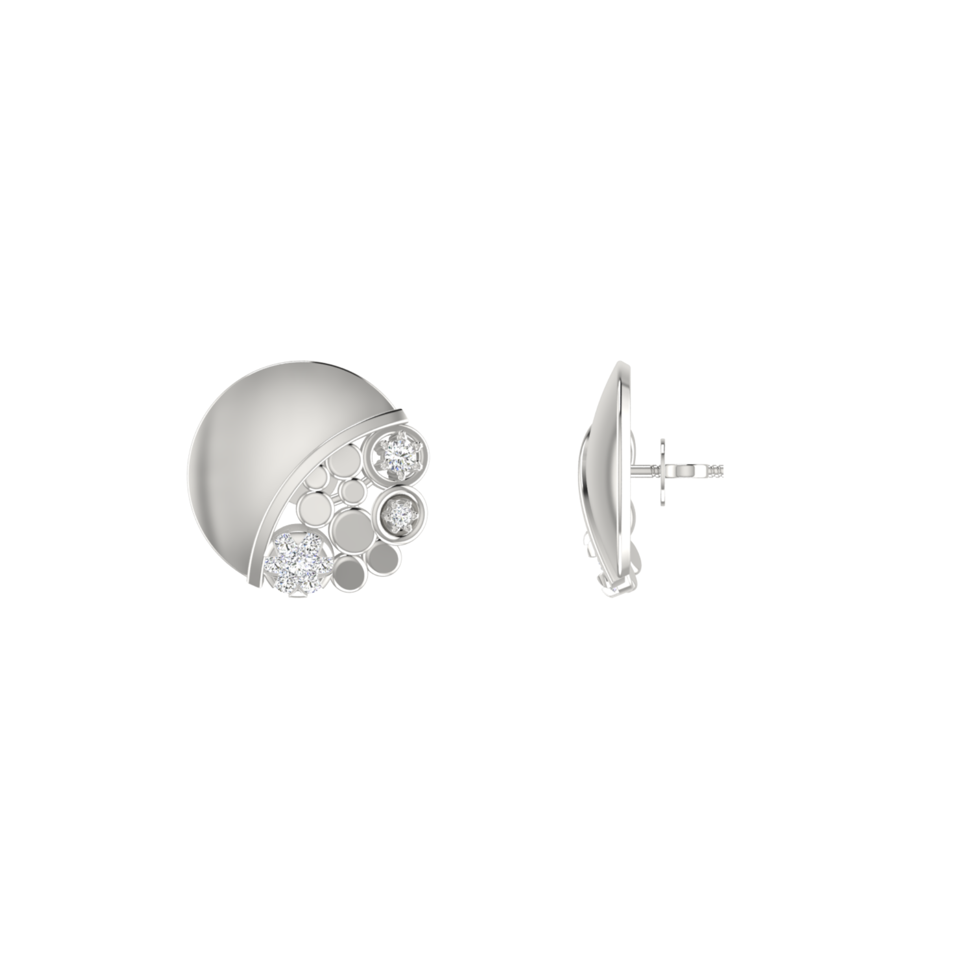 Crescent Pod Platinum Plated Lab Grown Diamond Earrings