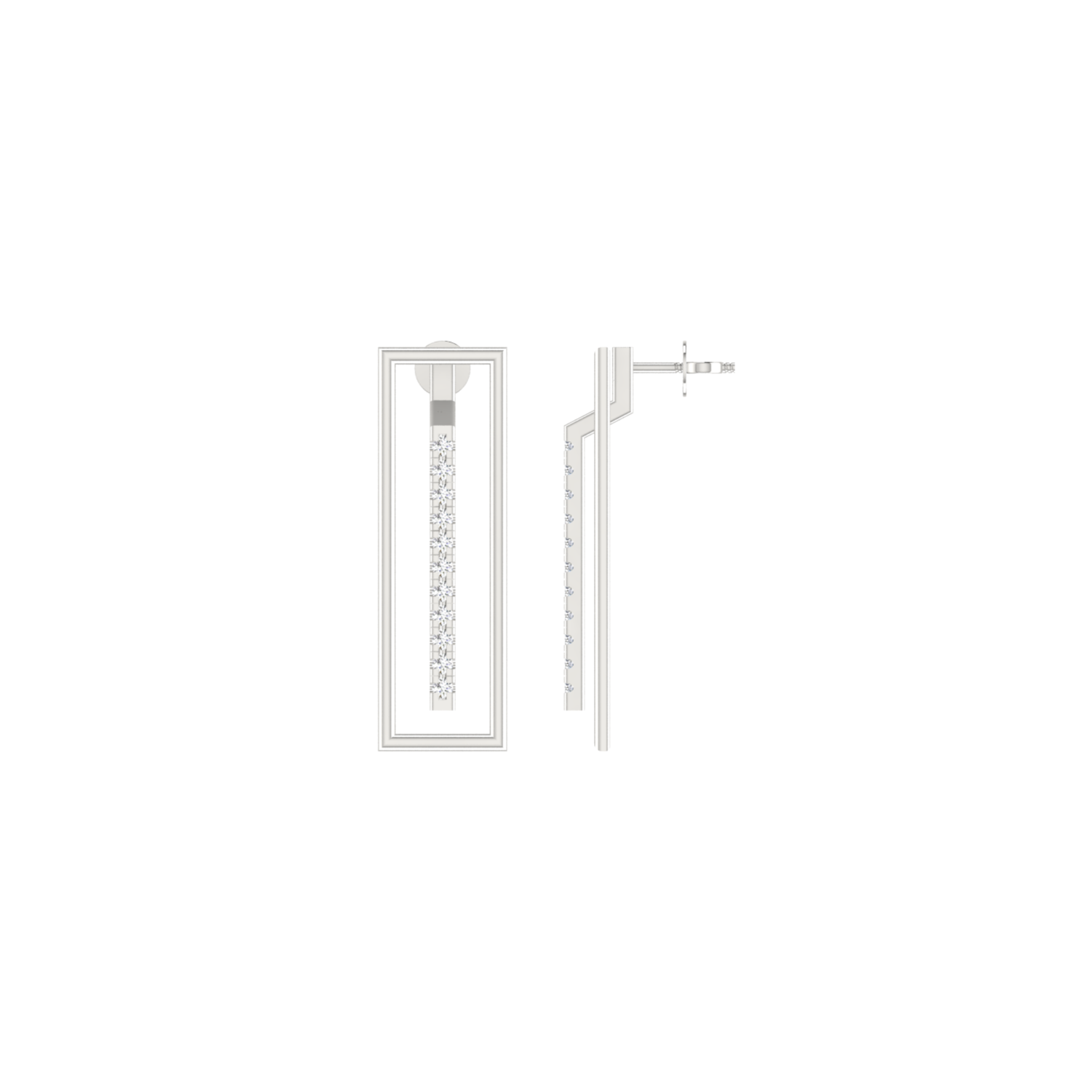 Edge Rectangle Platinum Plated Lab Grown Diamond Earrings