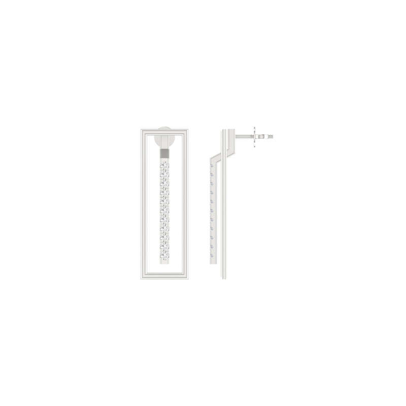 Edge Rectangle Platinum Plated Lab Grown Diamond Earrings