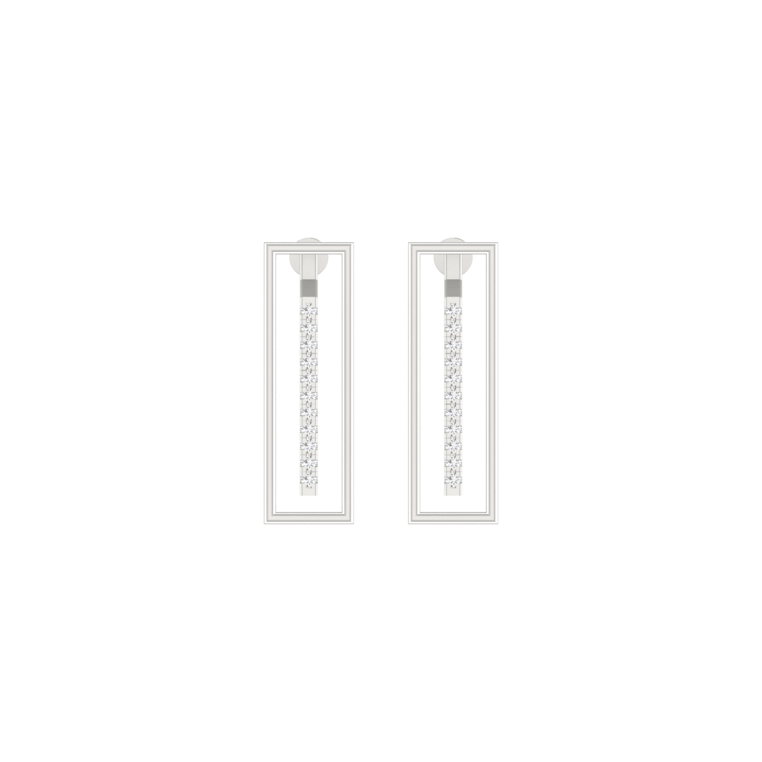 Edge Rectangle Platinum Plated Lab Grown Diamond Earrings