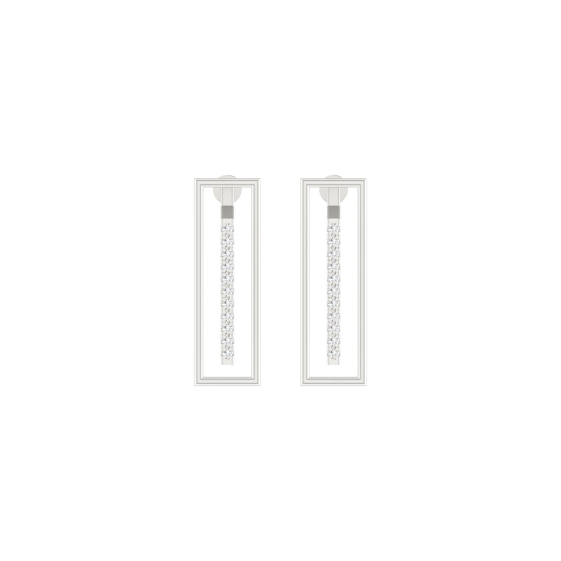 Edge Rectangle Platinum Plated Lab Grown Diamond Earrings