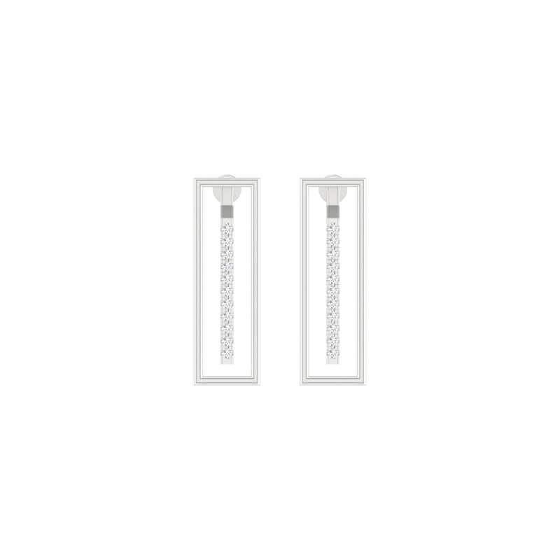 Edge Rectangle Platinum Plated Lab Grown Diamond Earrings