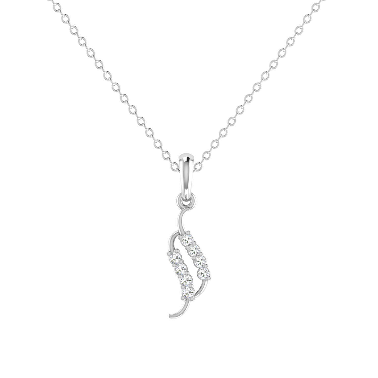 Leaf Drift Platinum Plated Lab Grown Diamond Pendant