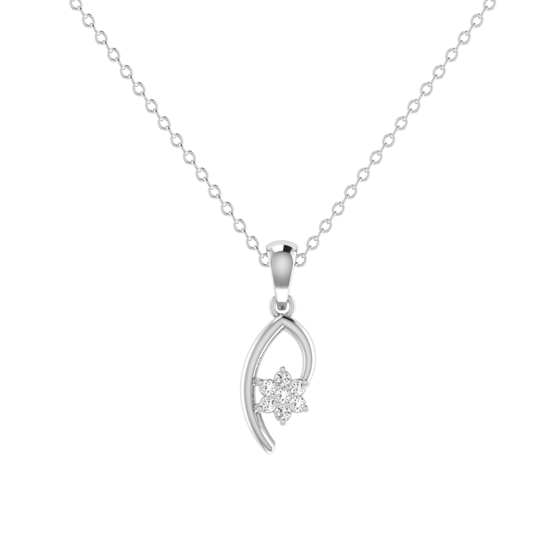 Curved Petal Platinum Plated Lab Grown Diamond Pendant