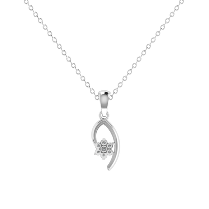 Curved Petal Platinum Plated Lab Grown Diamond Pendant