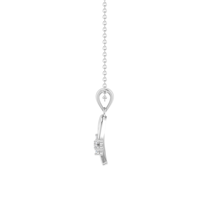 Curved Petal Platinum Plated Lab Grown Diamond Pendant