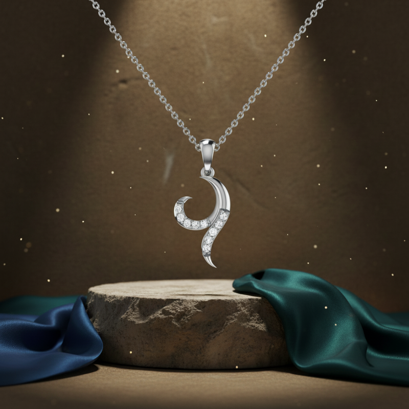 Celestial Curl Platinum Plated Lab Grown Diamond Pendant