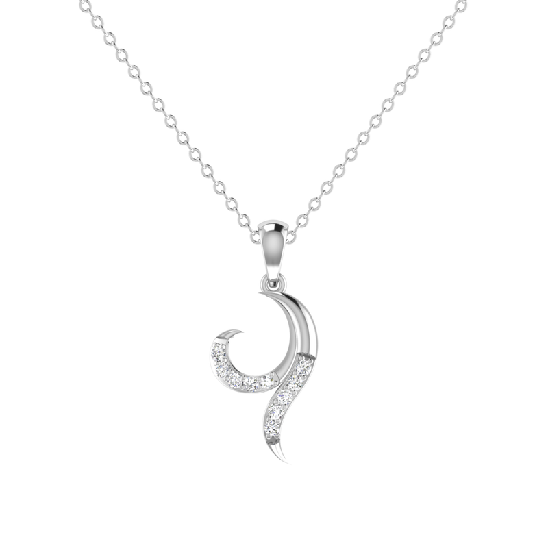 Celestial Curl Platinum Plated Lab Grown Diamond Pendant