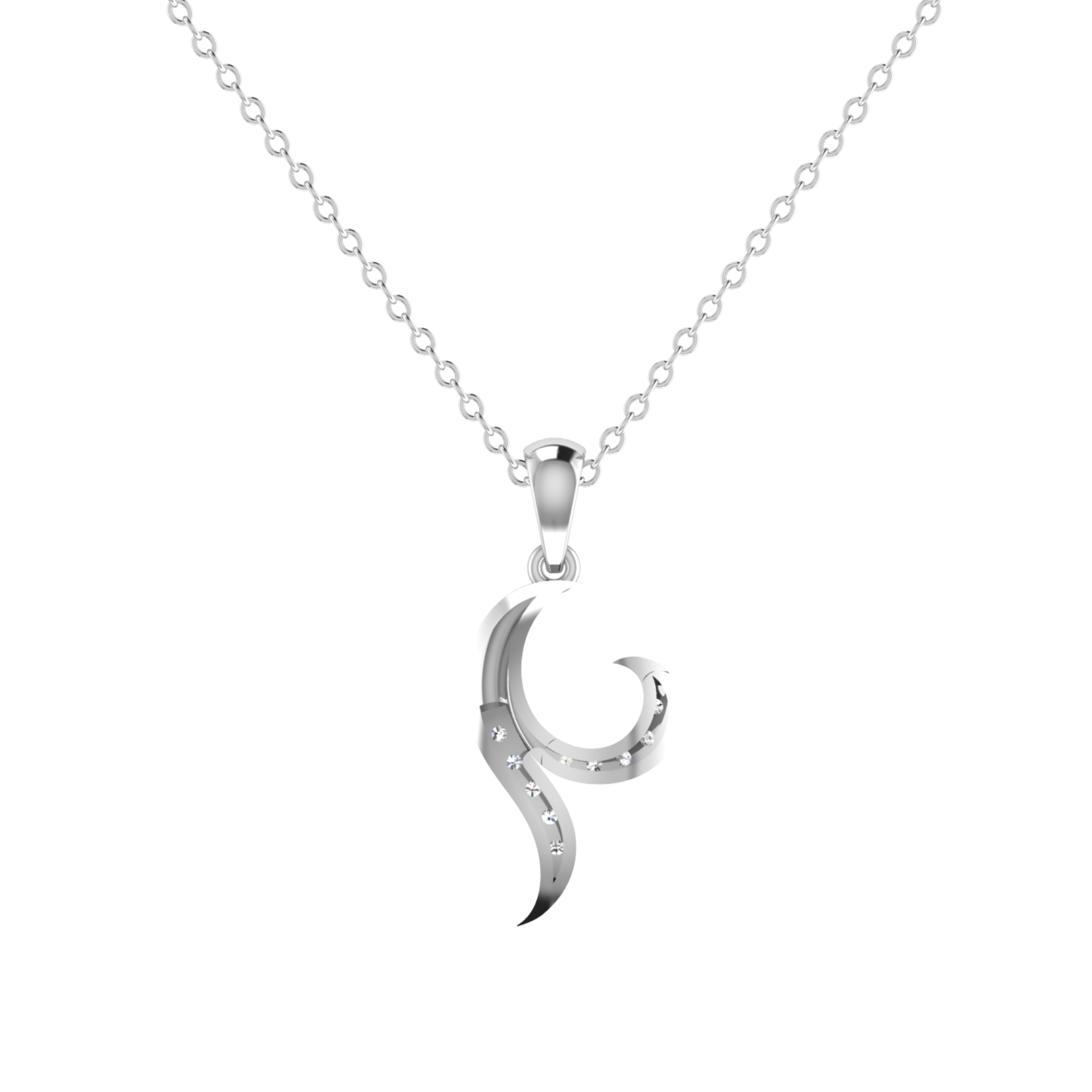 Celestial Curl Platinum Plated Lab Grown Diamond Pendant