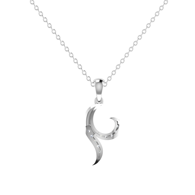 Celestial Curl Platinum Plated Lab Grown Diamond Pendant