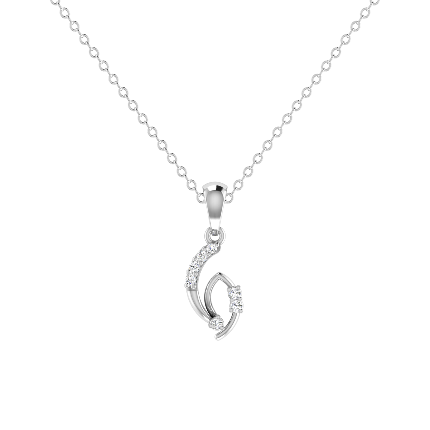 Graceful Swoop Platinum Plated Lab Grown Diamond Pendant
