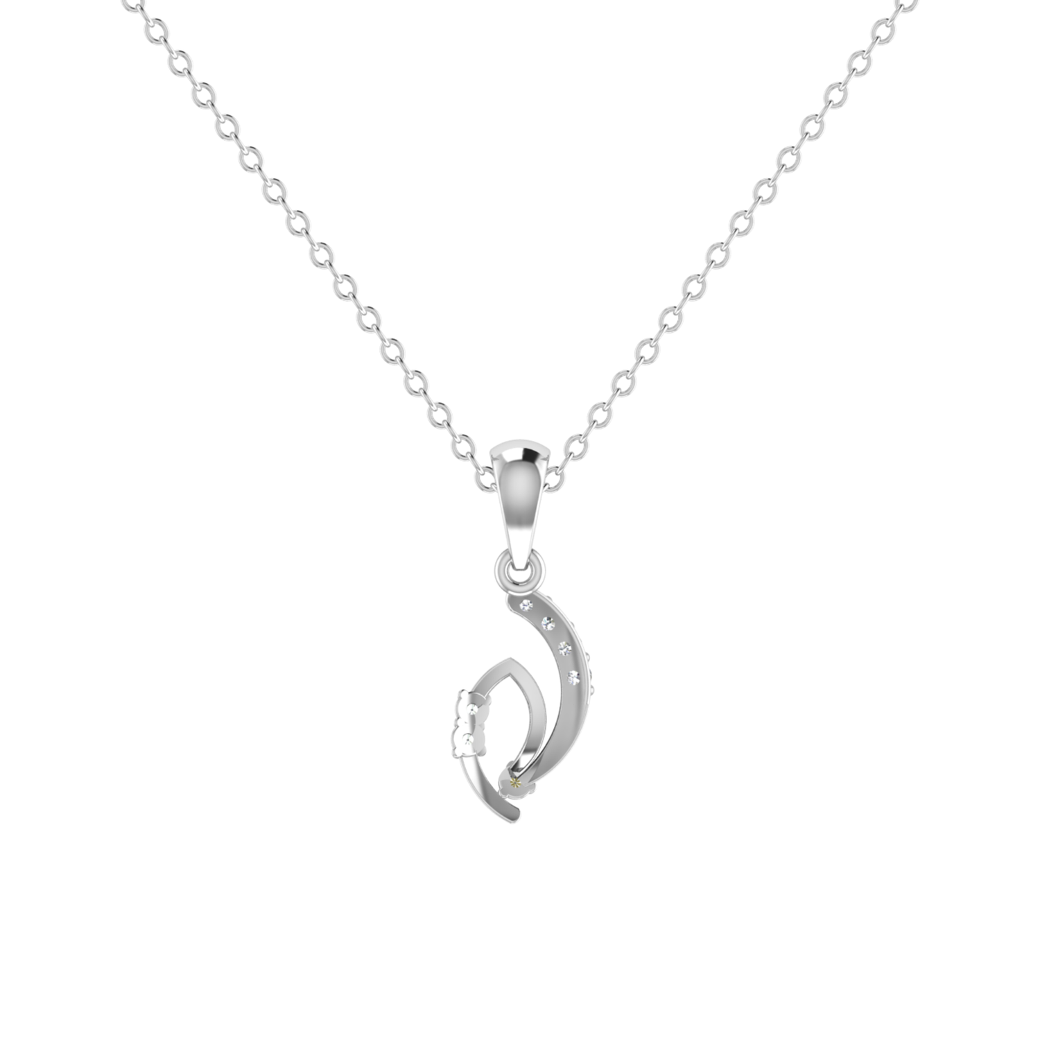 Graceful Swoop Platinum Plated Lab Grown Diamond Pendant