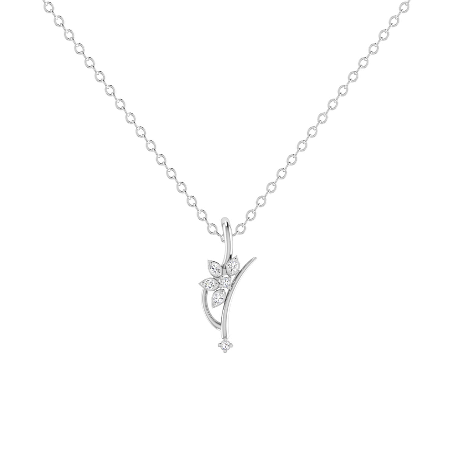 Nara Stem Platinum Plated Lab Grown Diamond Pendant