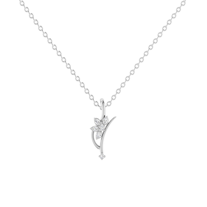 Nara Stem Platinum Plated Lab Grown Diamond Pendant