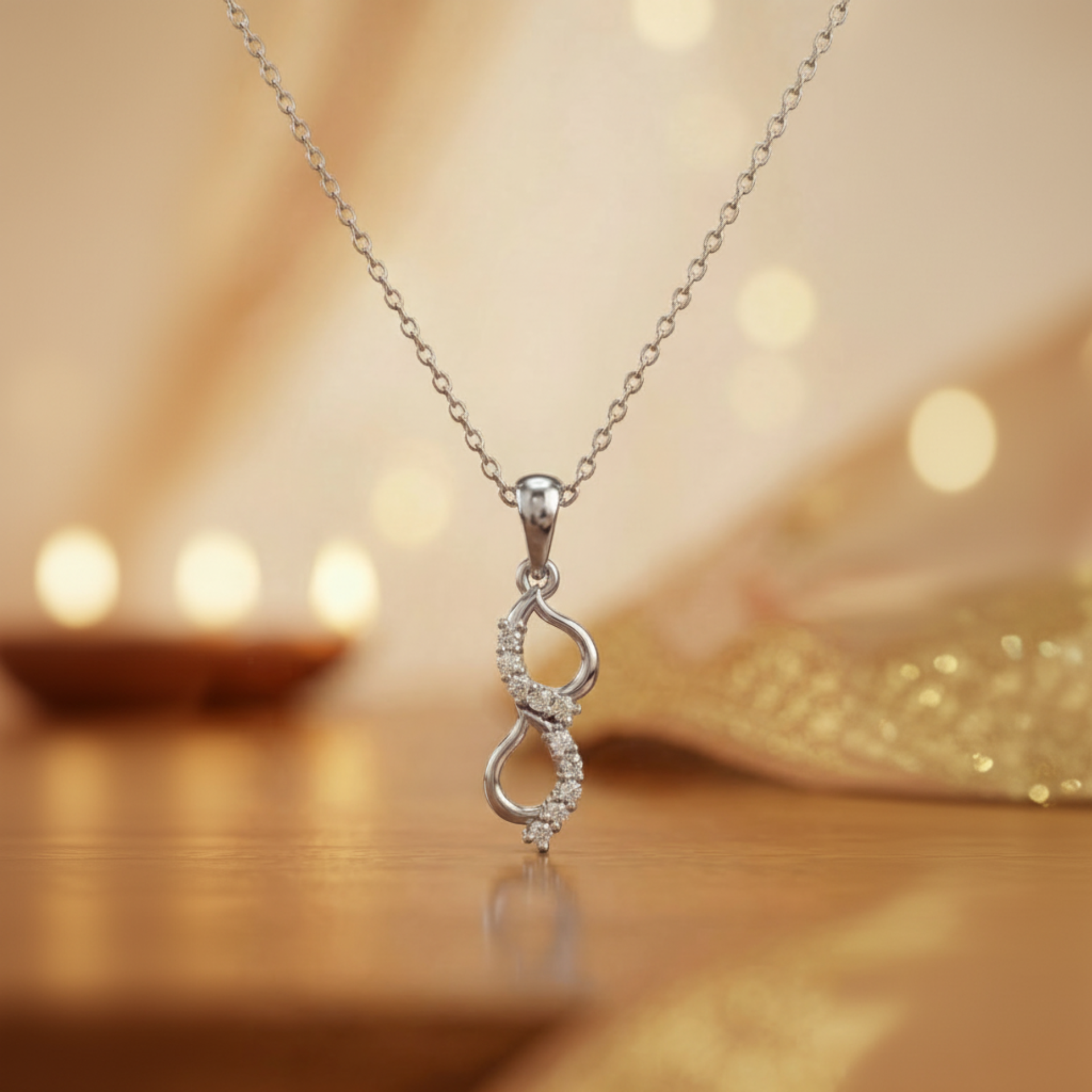 Velo Swirl Platinum Plated Lab Grown Diamond Pendant
