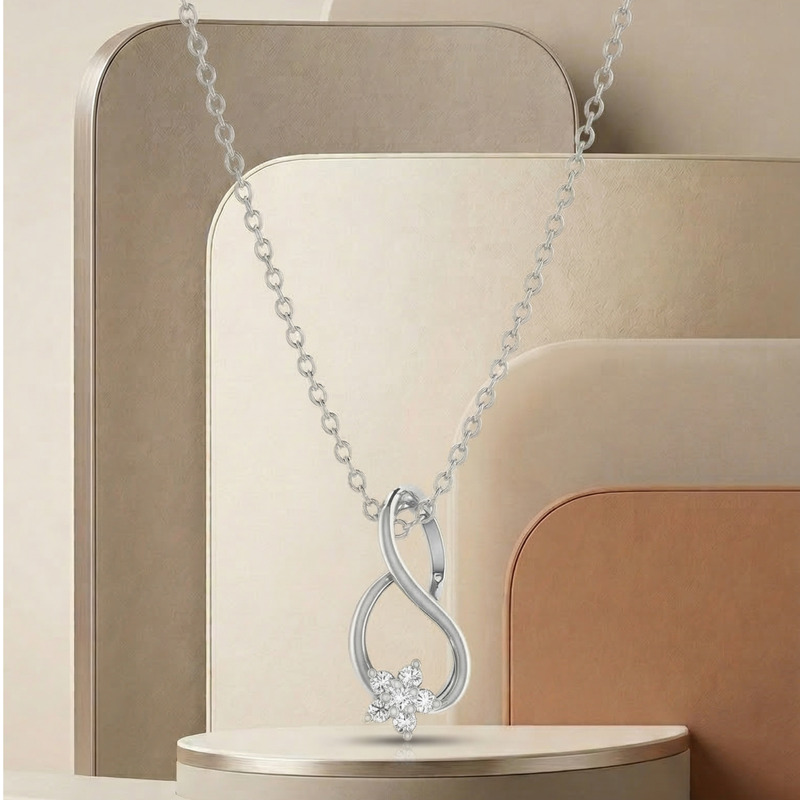 Zaya Bloom Platinum Plated Lab Grown Diamond Pendant