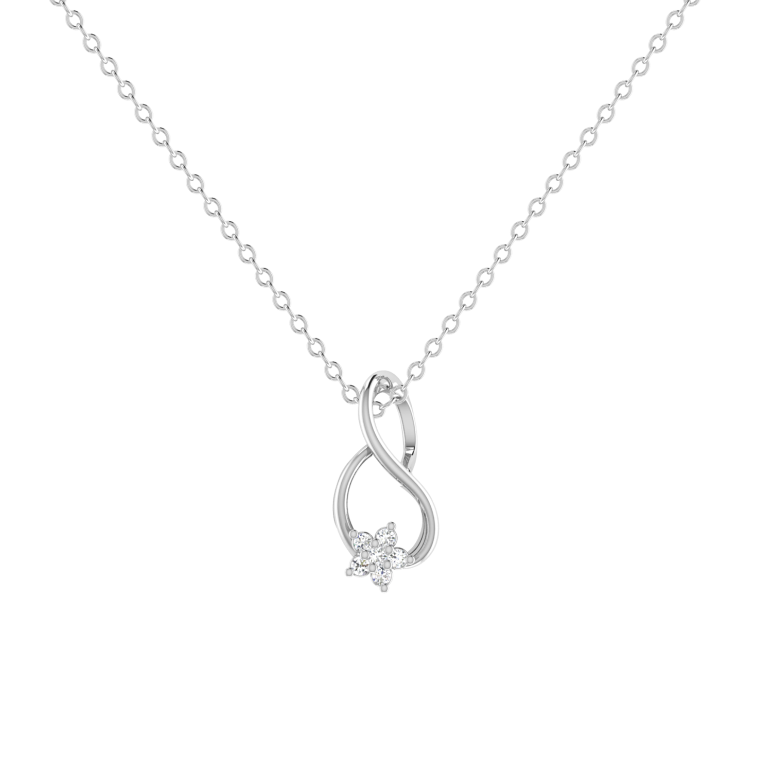 Zaya Bloom Platinum Plated Lab Grown Diamond Pendant