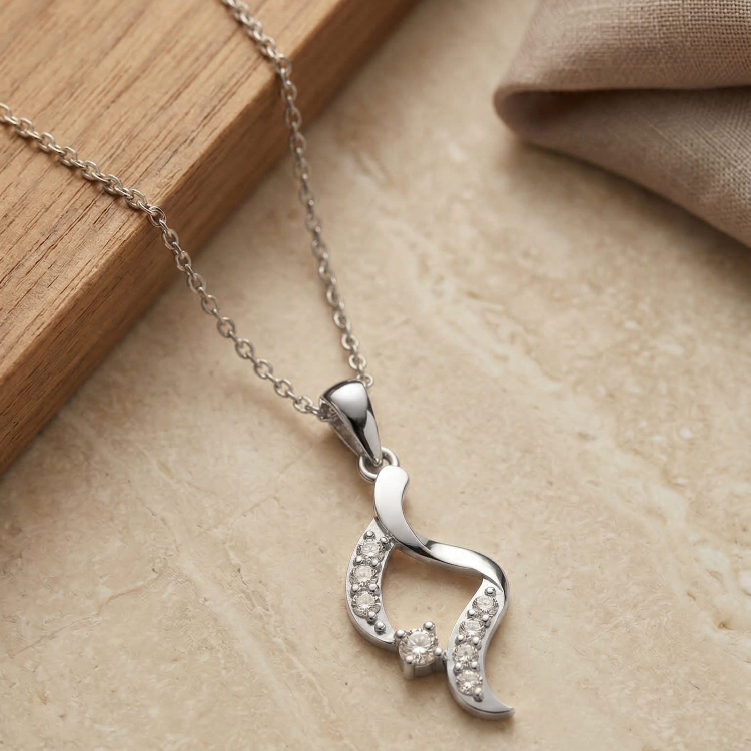 Tidal Grace Platinum Plated Lab Grown Diamond Pendant