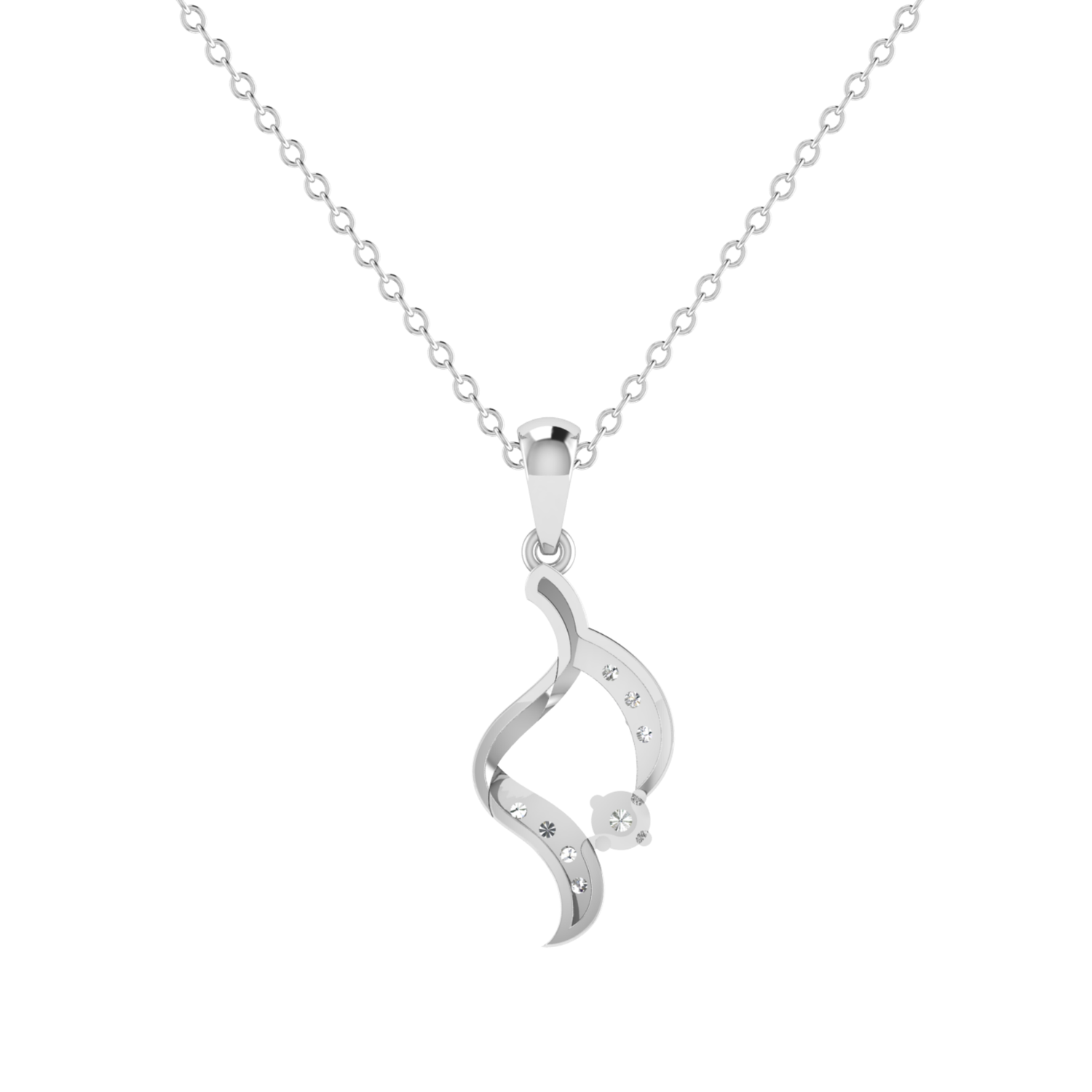 Tidal Grace Platinum Plated Lab Grown Diamond Pendant
