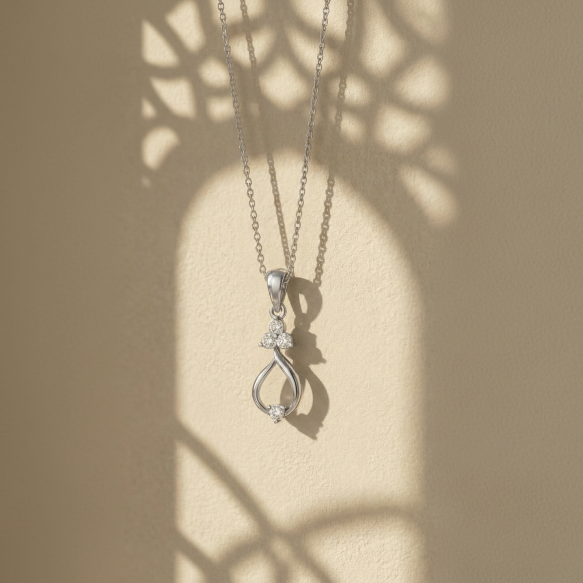 Sanctuary Drop Platinum Plated Lab Grown Diamond Pendant