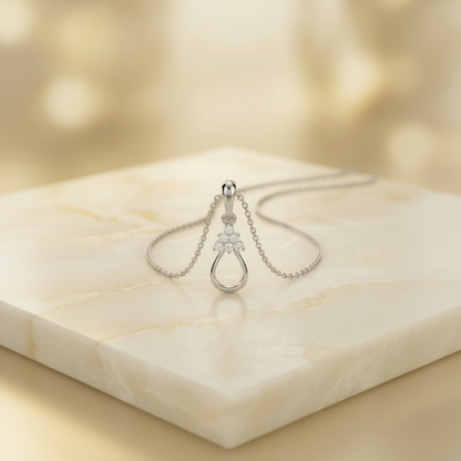 Pine Bloom Platinum Plated Lab Grown Diamond Pendant