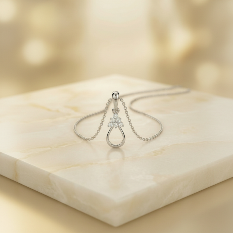 Pine Bloom Platinum Plated Lab Grown Diamond Pendant