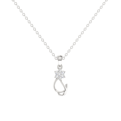 Swaying Petal Platinum Plated Lab Grown Diamond Pendant