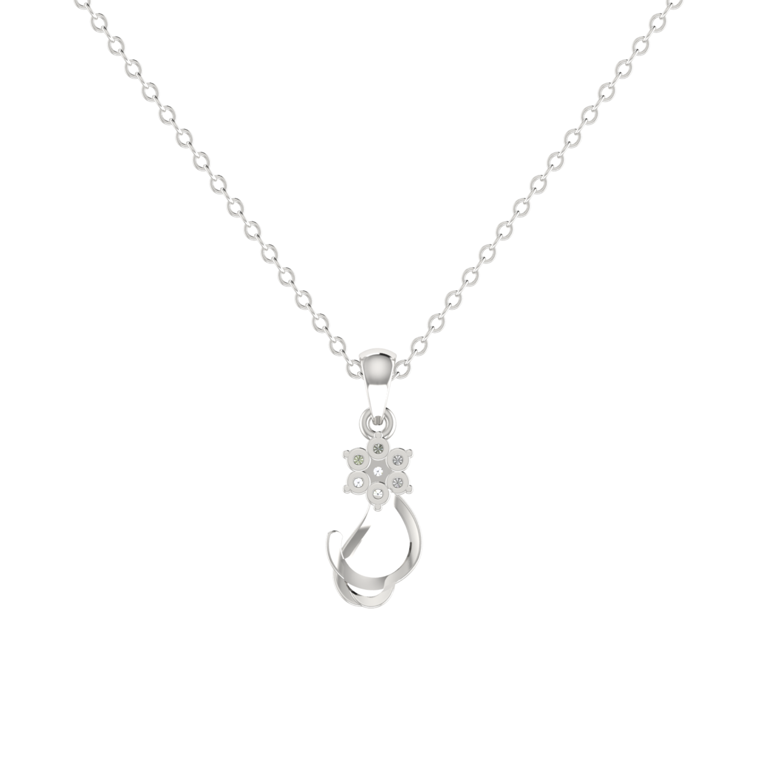 Swaying Petal Platinum Plated Lab Grown Diamond Pendant