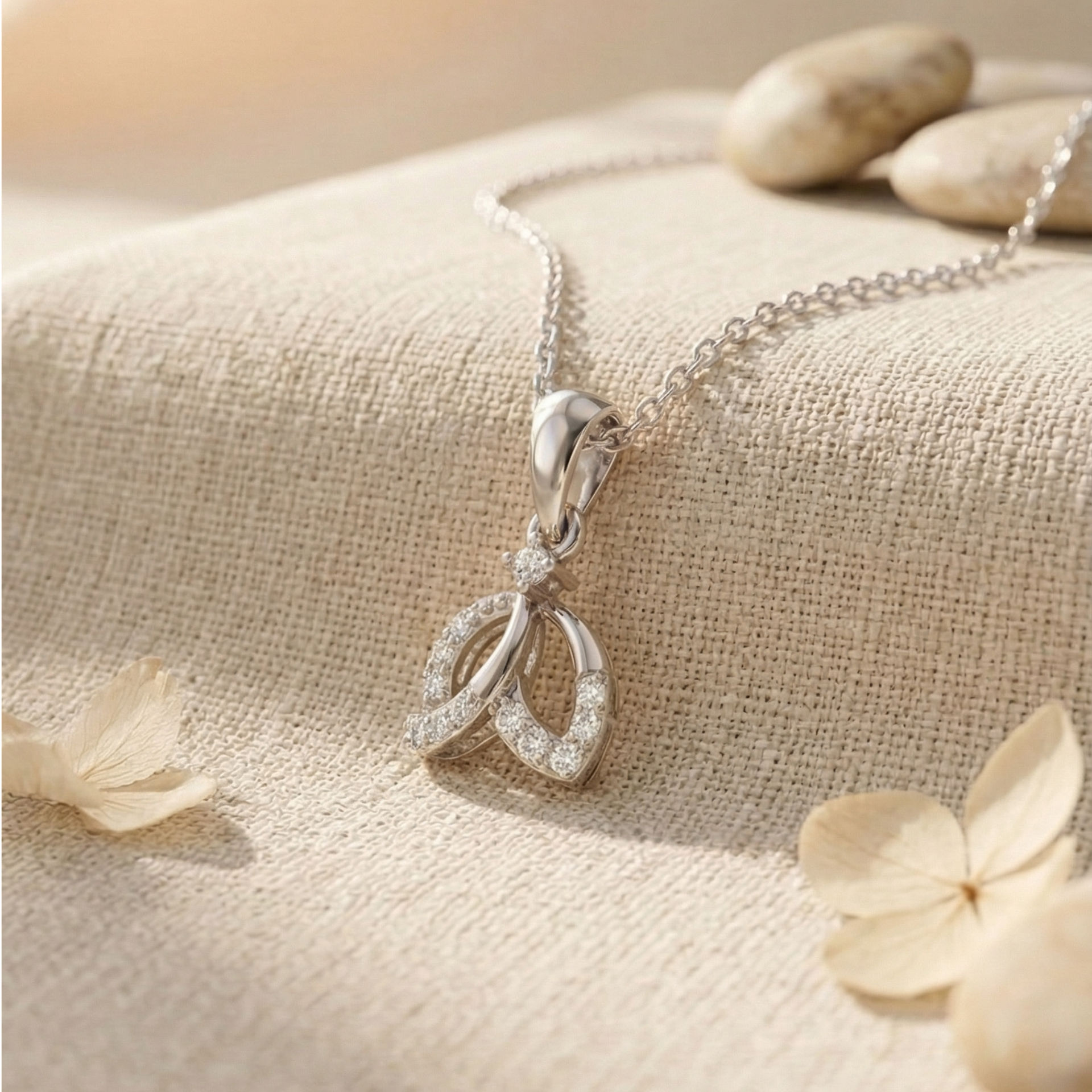 Parabola Spark Platinum Plated Lab Grown Diamond Pendant