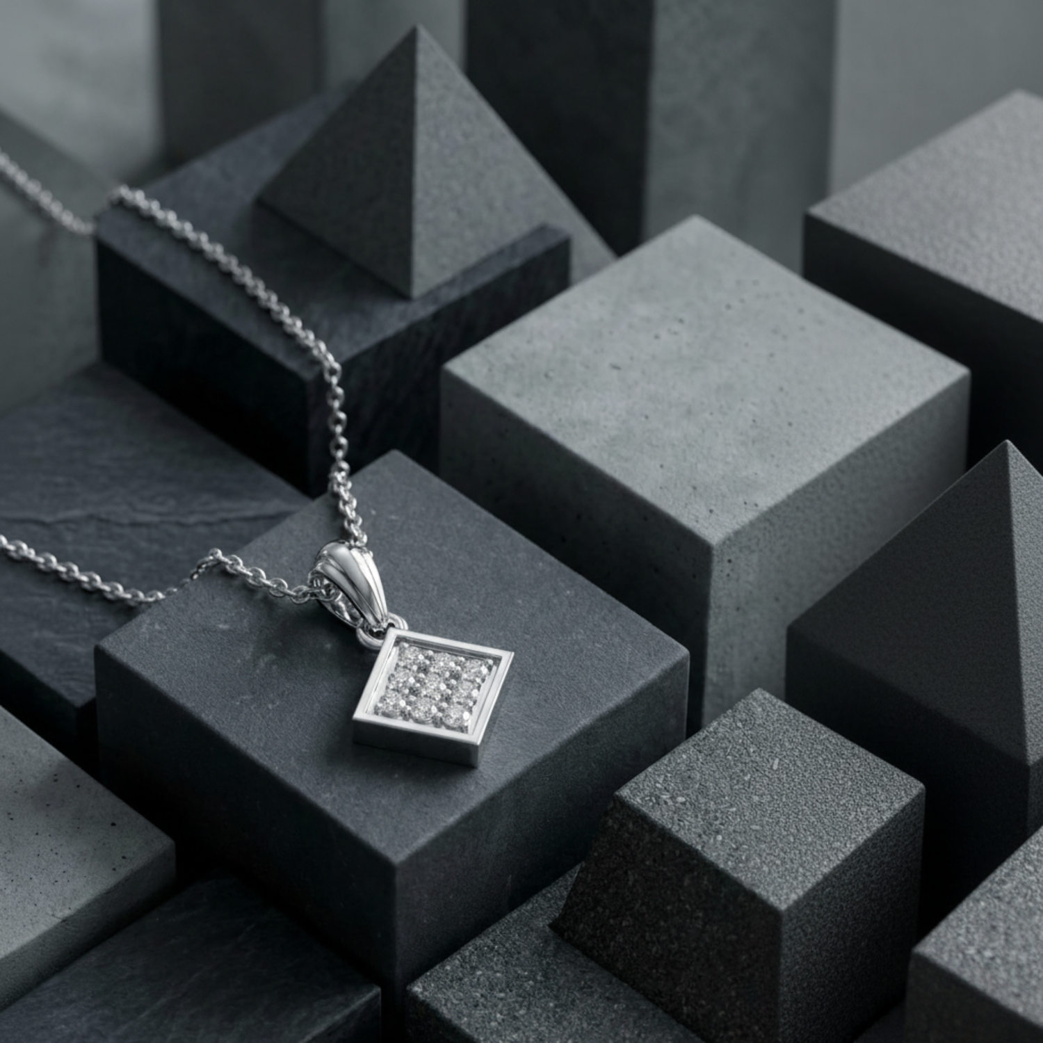 Tetragon Spark Platinum Plated Lab Grown Diamond Pendant