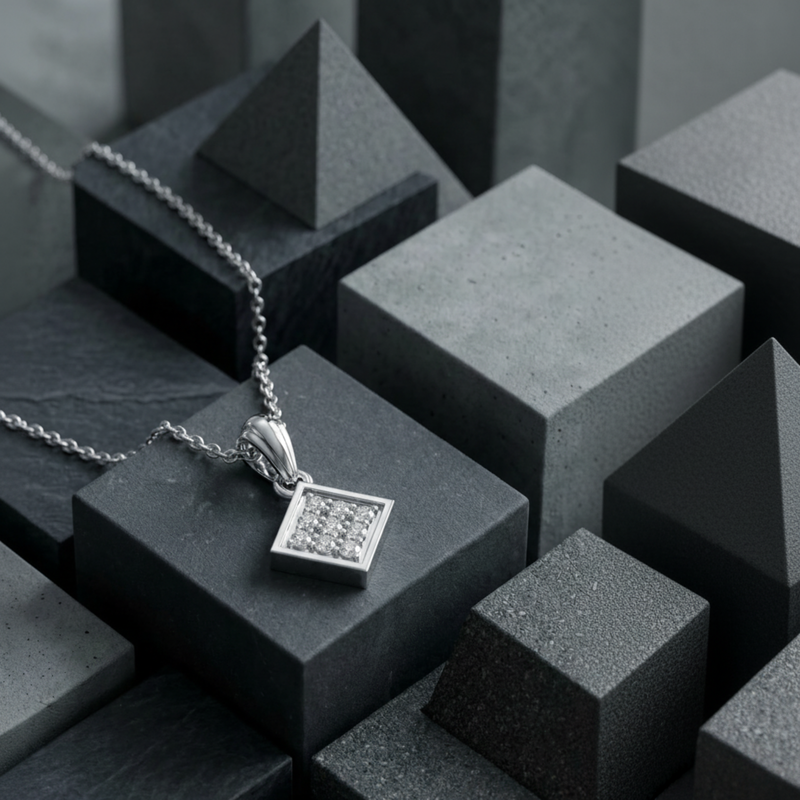 Tetragon Spark Platinum Plated Lab Grown Diamond Pendant