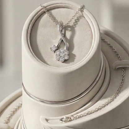 Vespera Swirl Platinum Plated Lab Grown Diamond Pendant