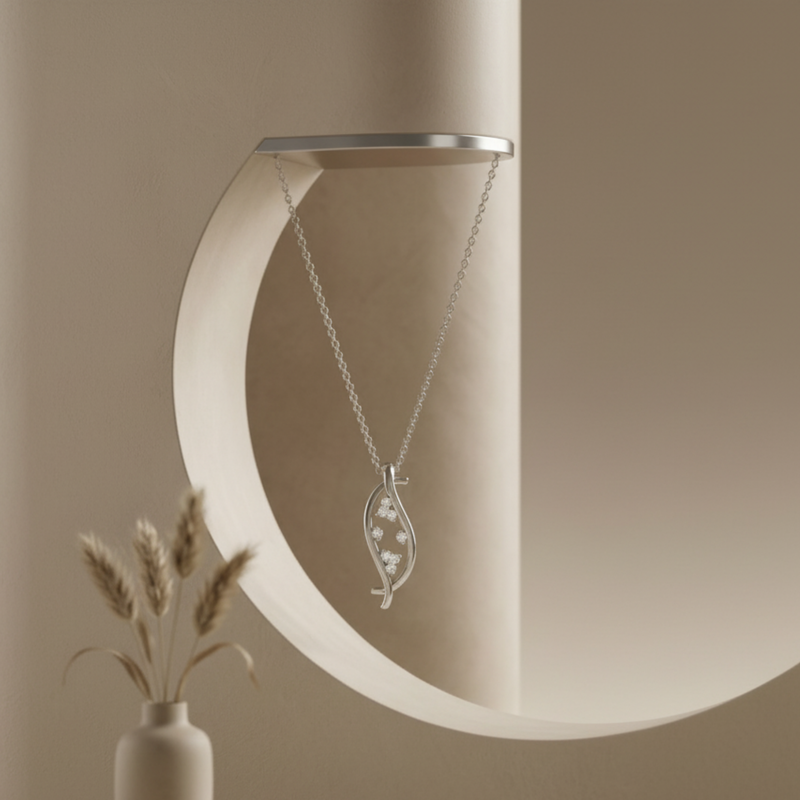 Elara Pod Platinum Plated Lab Grown Diamond Pendant